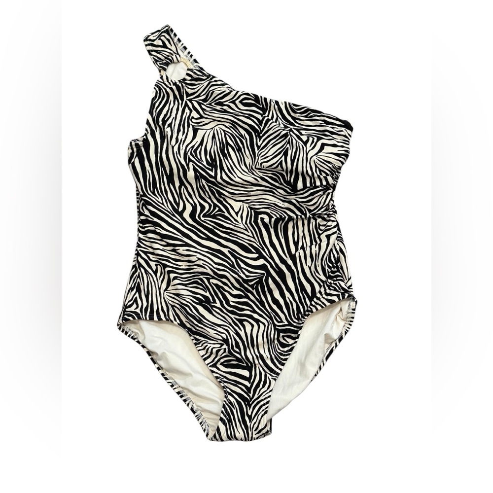 Michael Kors NWT Black Tan Zebra One Piece Swimsuit